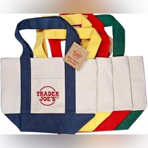 Trader Joe's Canvas Tote Bag - Blue and White